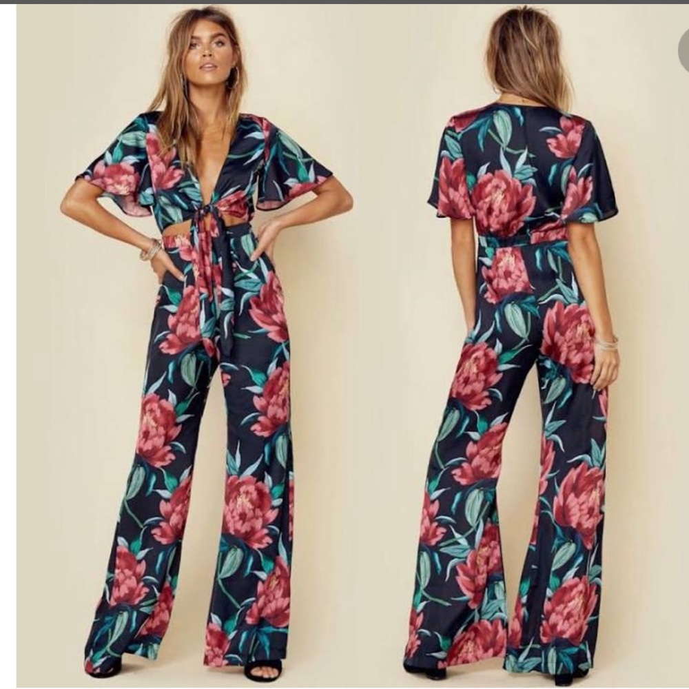 Show me your mumu Jenna jumpsuit Ruby Bloom Satin